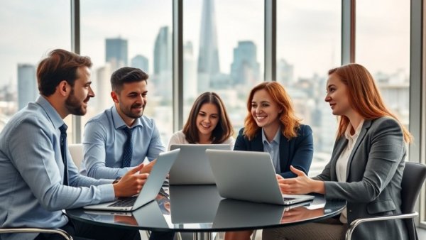 Team discussing AI search engine optimization for London businesses.