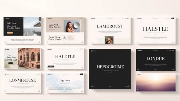 Minimalist social media header design with typography templates and muted colors.