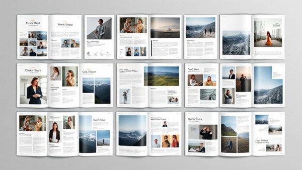 Modern magazine layouts for social media header design showcase.