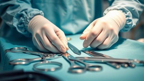 Surgeon preparing instruments at Oncoplastic Breast Surgery Center of Excellence.
