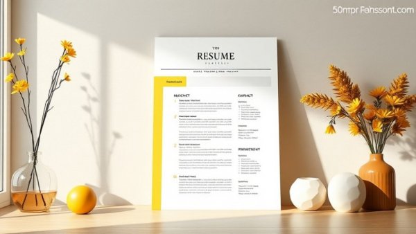 Contemporary resume layout with vibrant accents and decor elements, designed for social media header.