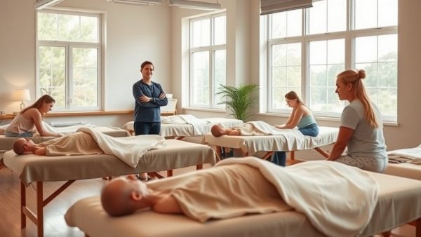 Massage therapy students transitioning to educators with instructor guidance