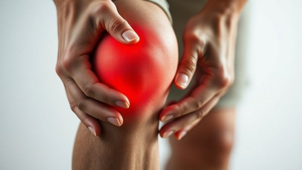 Hands massaging knee indicating stiffness, turmeric tea anti-inflammatory remedy.