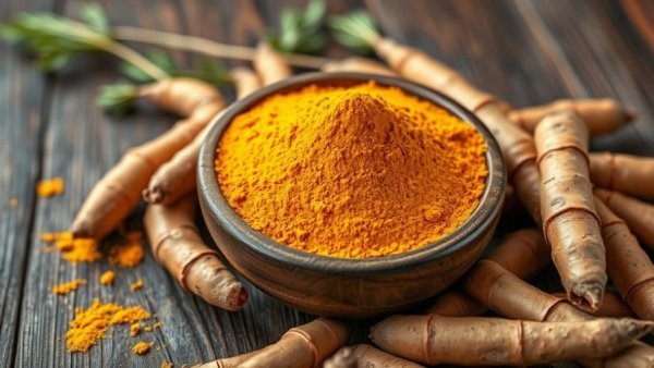 Turmeric powder and roots, best herbs to heal your body naturally.