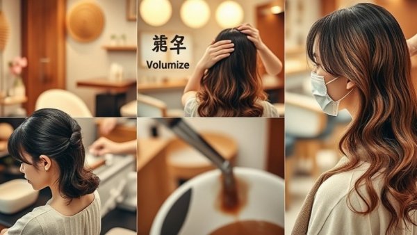 Collage of Japanese hair care techniques and expert tips.