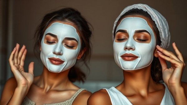 Relaxing skincare routine with sheet masks.