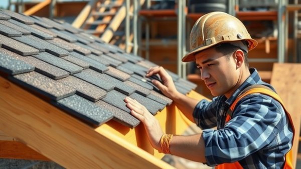 Roofing contractors near me working on building site.