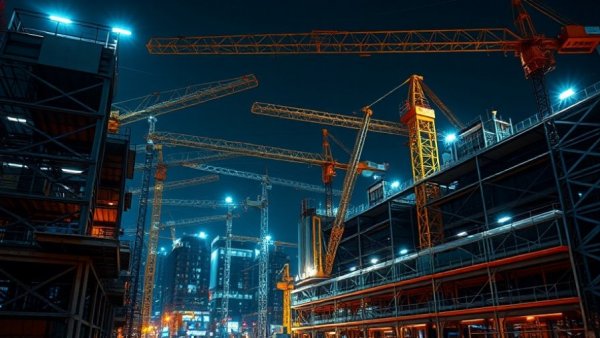 Structural engineer near me overseeing a night construction site.