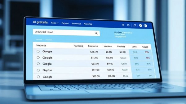 AI search visibility interface showing keyword ranking options.