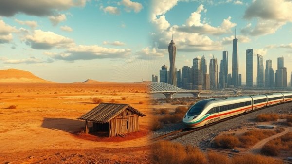 Civil engineering projects transformed barren land into futuristic city.