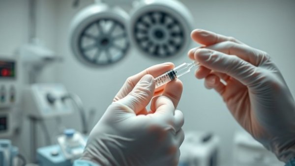 Close-up of a cosmetic surgery procedure with injection in clinical setting.