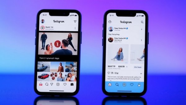Instagram's AI shopping feature interface on dual smartphone screens.