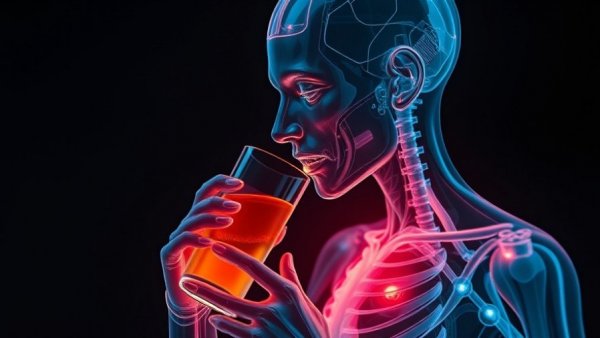 Anatomical figure glowing while drinking tea, highlighting turmeric ginger cinnamon tea benefits.