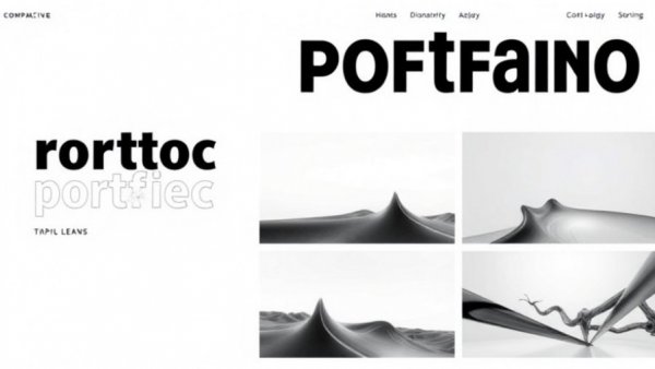 Minimalist portfolio layout with sections for social media header design portfolios.