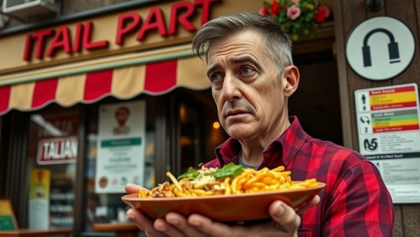 Zero hygiene rating restaurant concern with dish outside Italian eatery.