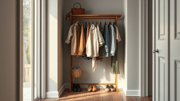 Minimalist entryway showing personal touches in a rental.
