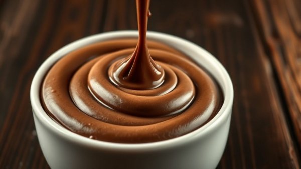 Healthy Banana-Chocolate Mousse being poured into a bowl.