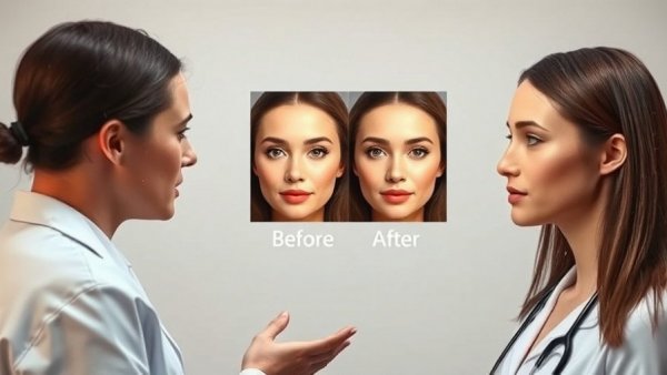 Cosmetic surgery results with before and after transformation.