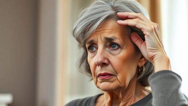Concerned mature woman showcasing emotional strength, best makeup tips for women over 40.
