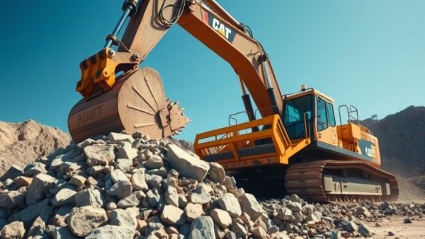 Advanced machinery crushing rocks, showcasing building machinery innovations.