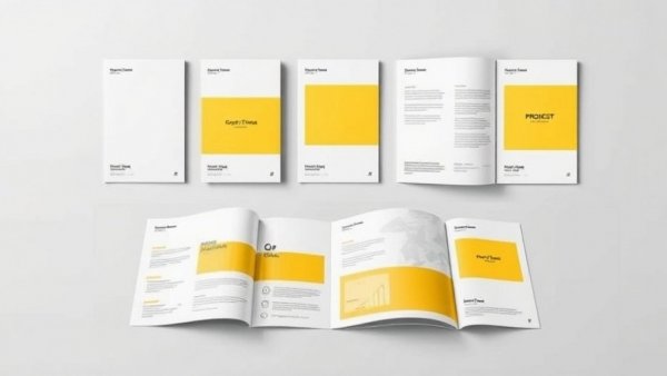 Stylish brochure design with white and yellow scheme for social media cover.