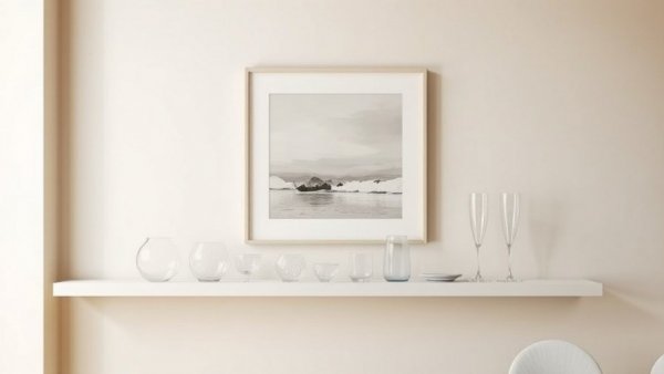 Minimalist interior with art and glassware showcasing quality house extensions.