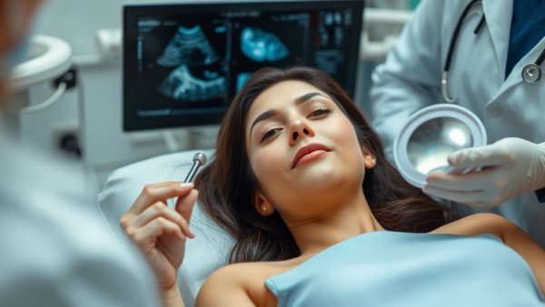Medical exam scene related to mandatory breast implant registry.