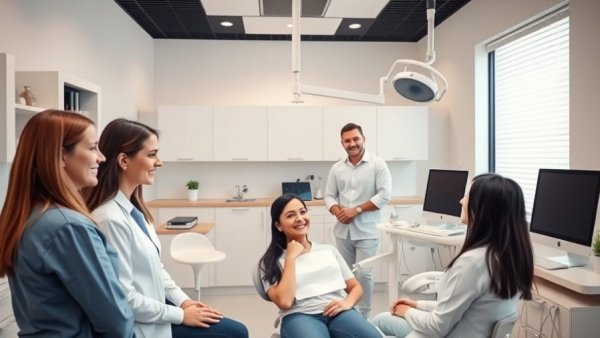 Dental tourism clinic interior with equipment and professional.