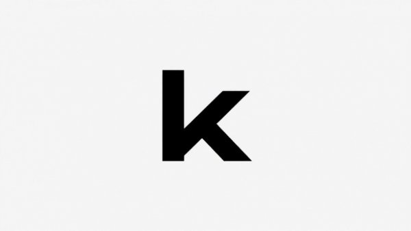 Bold letter K design on white background, graphic symbol.