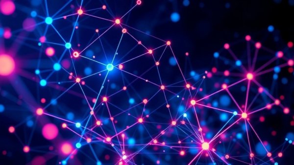 Futuristic knowledge graph illustrating AI marketing strategies for business growth.