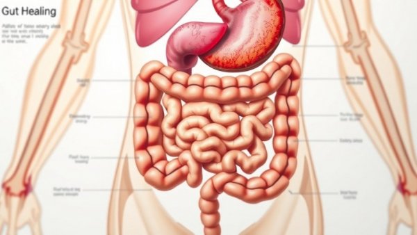 Illustration highlighting gut-healing anatomy in vibrant colors.
