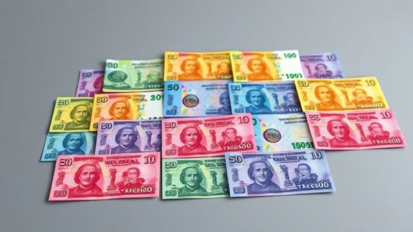 Colorful futuristic currency designs showcasing abstract stones in a grid.