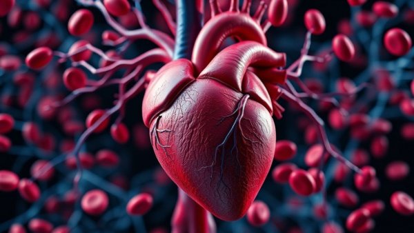 Futuristic 3D heart illustration with vibrant colors and digital lighting.