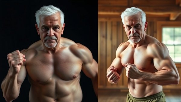 Older man showing fitness transformation through personalized diet planning.