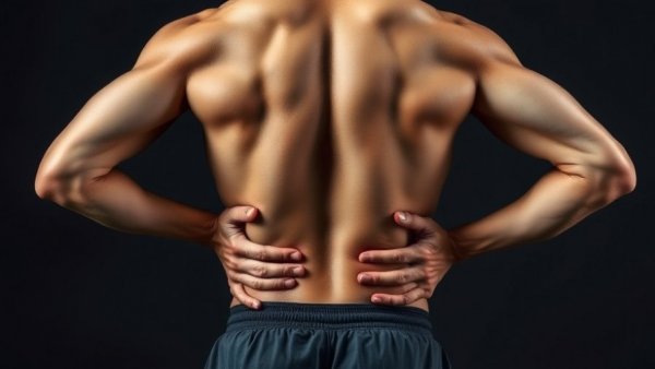 Chiropractic care for back pain relief, young man holding lower back.