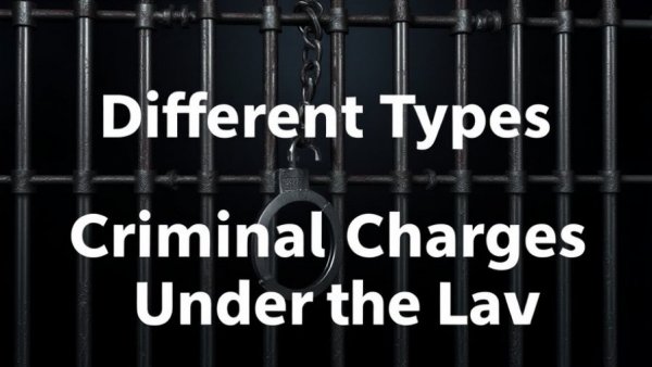 Illustration of jail bars with text about types of criminal charges