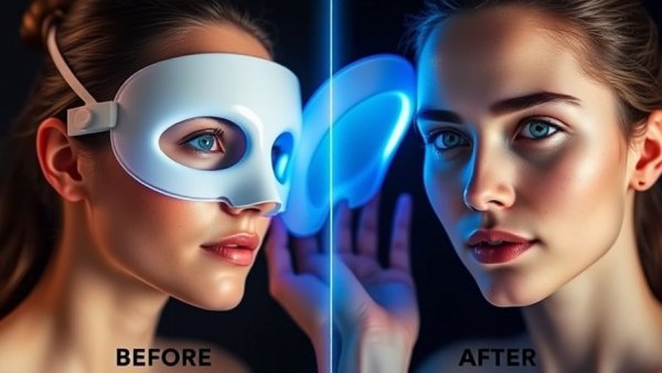 Blue light therapy for acne: before and after transformation.
