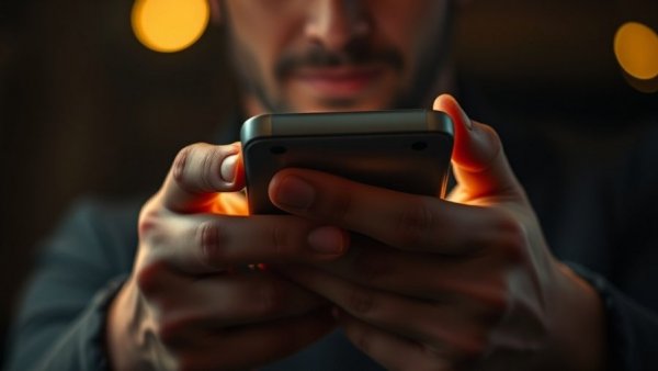 Hands holding a glowing smartphone in dark lighting, social media addiction accountability.