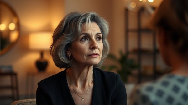 Elegant mature woman sharing best makeup tips for women over 40.