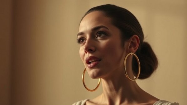 Elegant woman discussing no glue lashes.