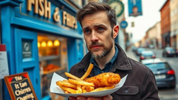 Best fish and chips near me with crispy serving outside shop