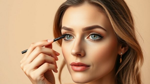 Eyeliner techniques for mature eyes, woman applying makeup.