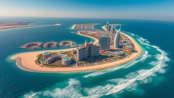 Aerial view of 5-star hotels on Palm Jumeirah