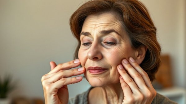 Middle-aged woman considering aesthetic treatments for GLP-1 users.