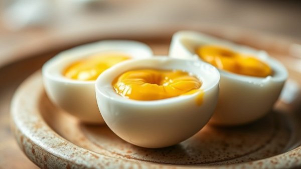 Freshly boiled eggs on a plate; Foods that burn belly fat fast.