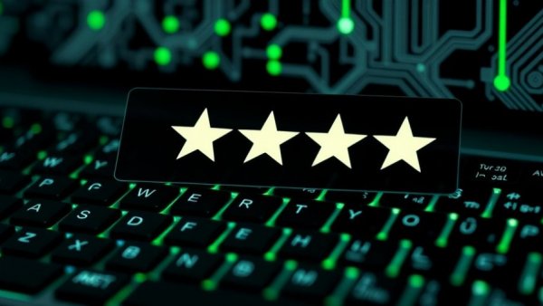 AI in reputation management transformation visual with ratings.