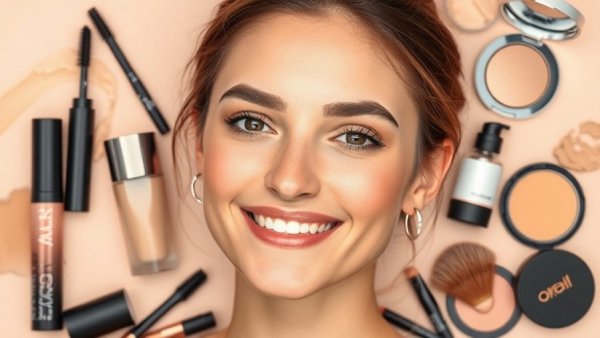 Ultimate everyday makeup tutorial featuring woman and makeup products.