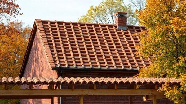 Roof installation with clay tiles showcasing intricate brickwork.