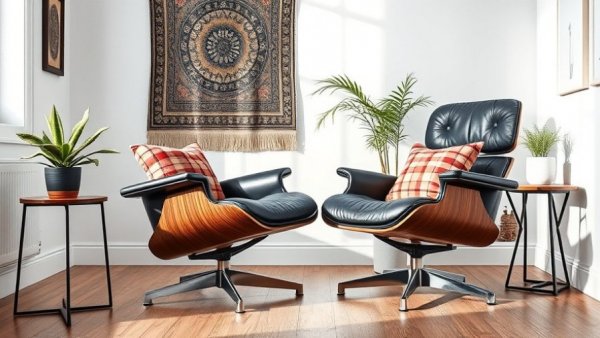Modern interior design featuring a stylish leather chair and decor.