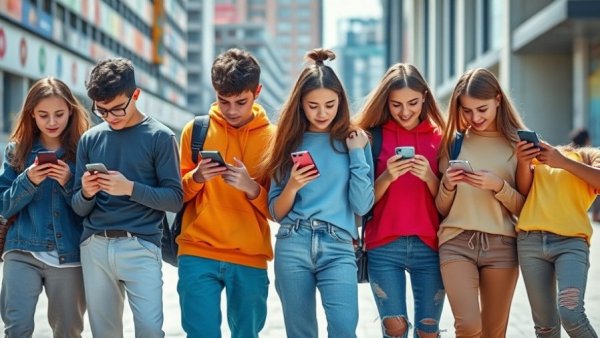 Teenagers using phones reflecting social media age verification rules.